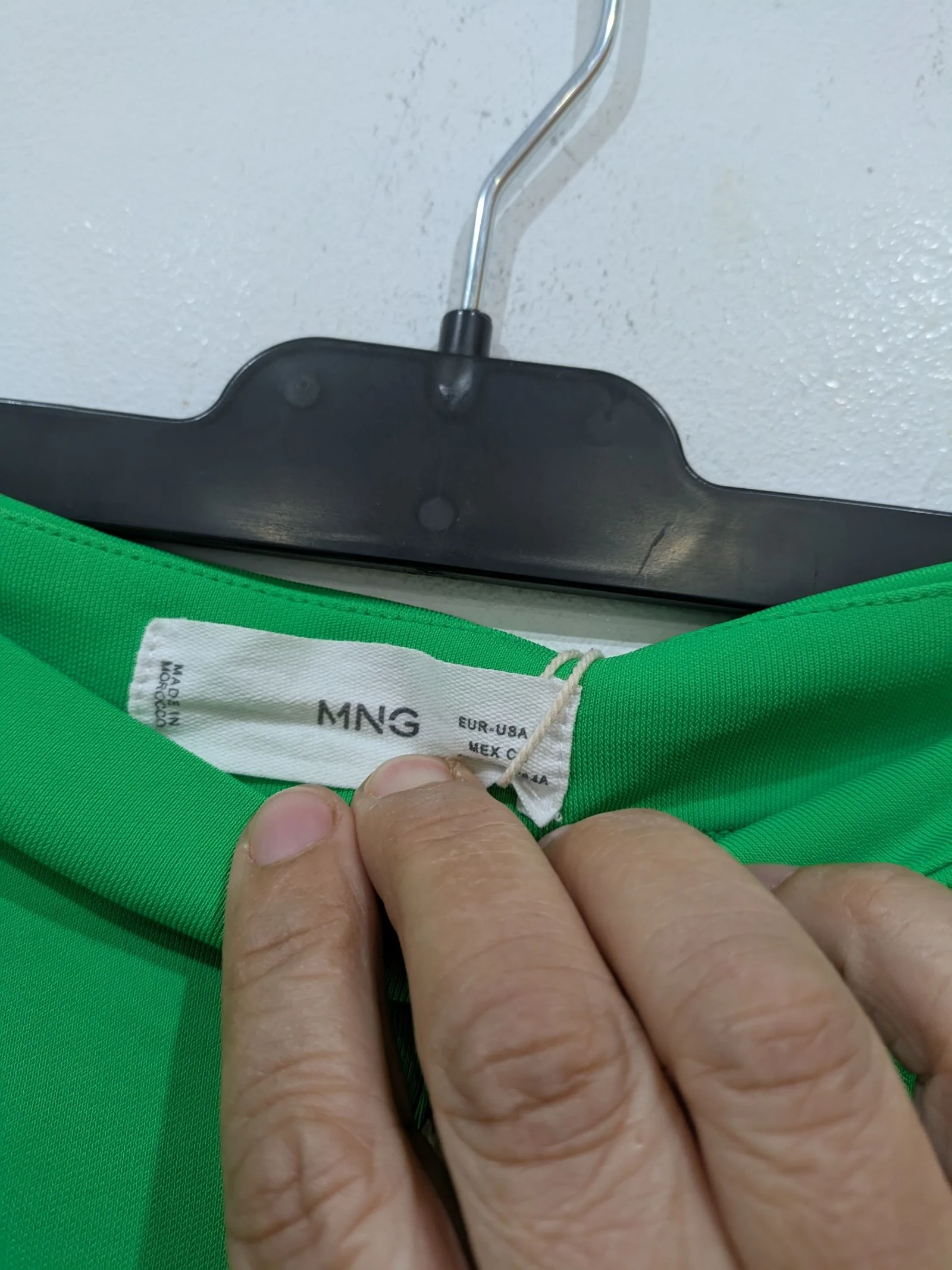 Pantalones anchos de talle alto de punto elástico en verde esmeralda talla S de Mango  – photo 3